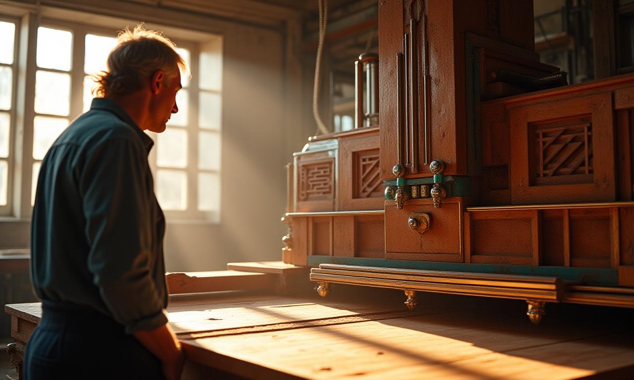 Artigiano al lavoro su macchinari Art Deco